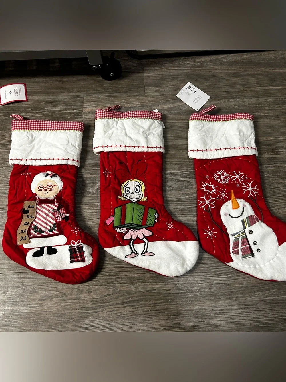Pottery Barn Red Holiday Character Christmas Stockings - Set of 3